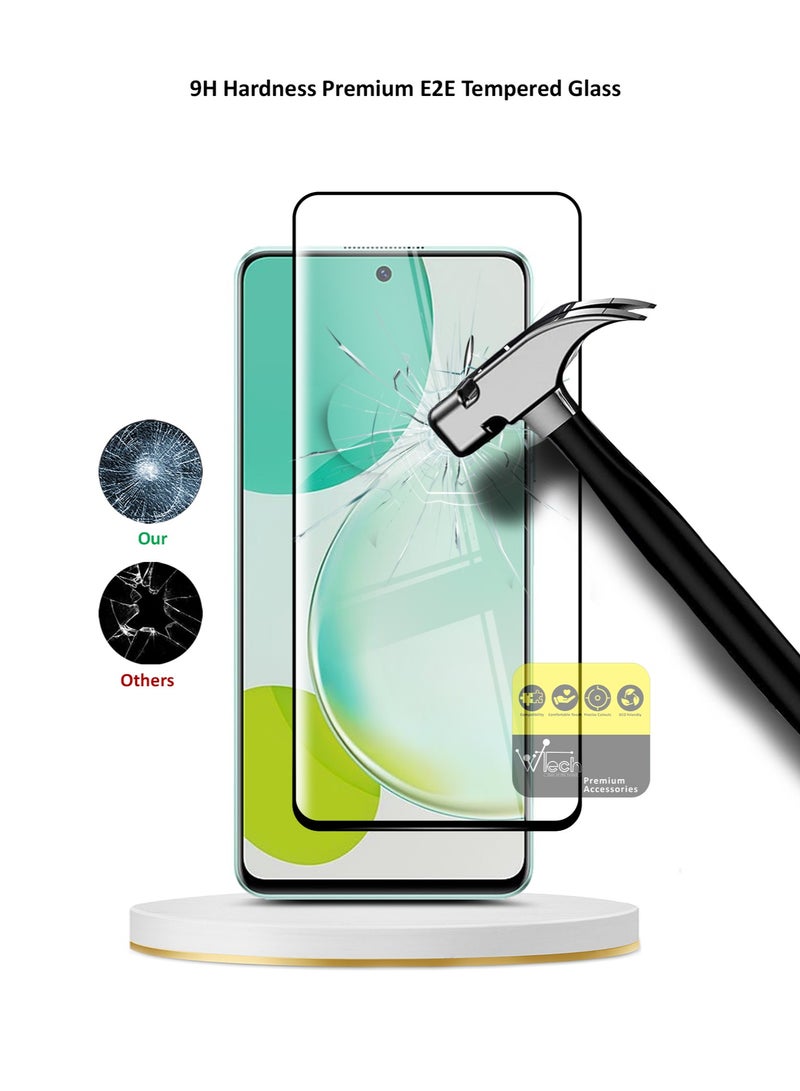 Wtech Realme 12x 5G 2024 Premium E2E Full Surface Full Glue Tempered Glass Screen Protector (MSGECN) - Clear/Black - Image 4