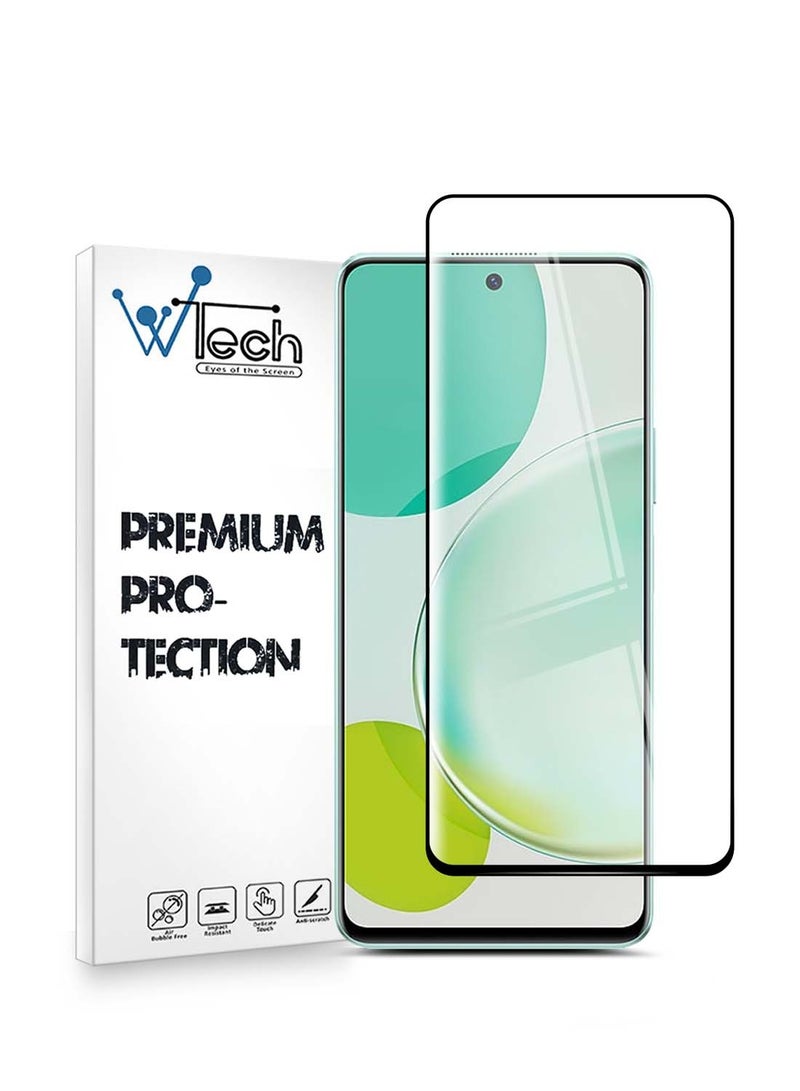 Wtech Realme 12x 5G 2024 Premium E2E Full Surface Full Glue Tempered Glass Screen Protector (MSGECN) - Clear/Black - Image 1