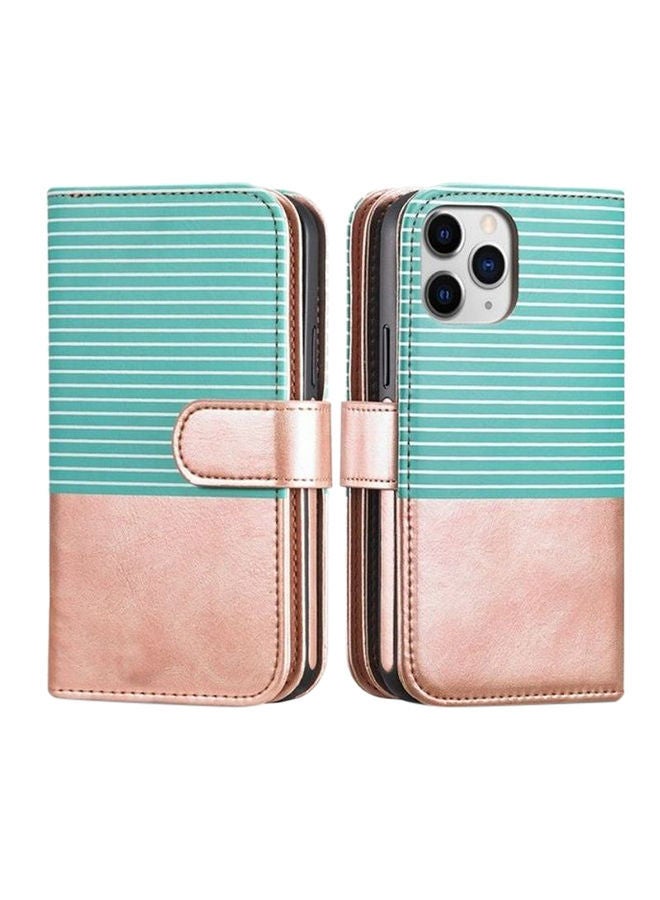 نيبمينينت غطاء حماية بتصميم محفظة من الجلد بنمط مخطط لهاتف أبل آيفون 12 ميني متعدد الألوان - Image 5