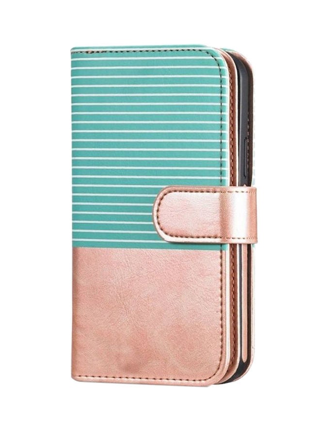 نيبمينينت غطاء حماية بتصميم محفظة من الجلد بنمط مخطط لهاتف أبل آيفون 12 ميني متعدد الألوان - Image 3