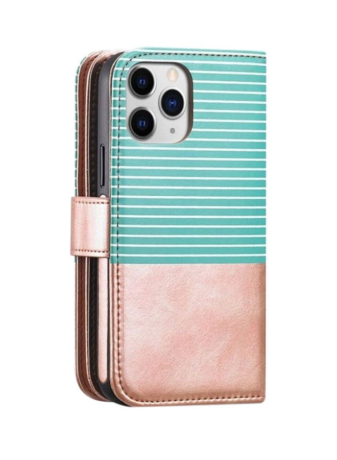 نيبمينينت غطاء حماية بتصميم محفظة من الجلد بنمط مخطط لهاتف أبل آيفون 12 ميني متعدد الألوان - Image 2