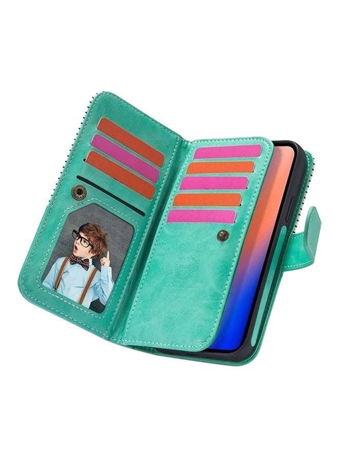 نيبمينينت غطاء حماية بتصميم محفظة من الجلد بنمط مخطط لهاتف أبل آيفون 12 ميني متعدد الألوان - Image 4