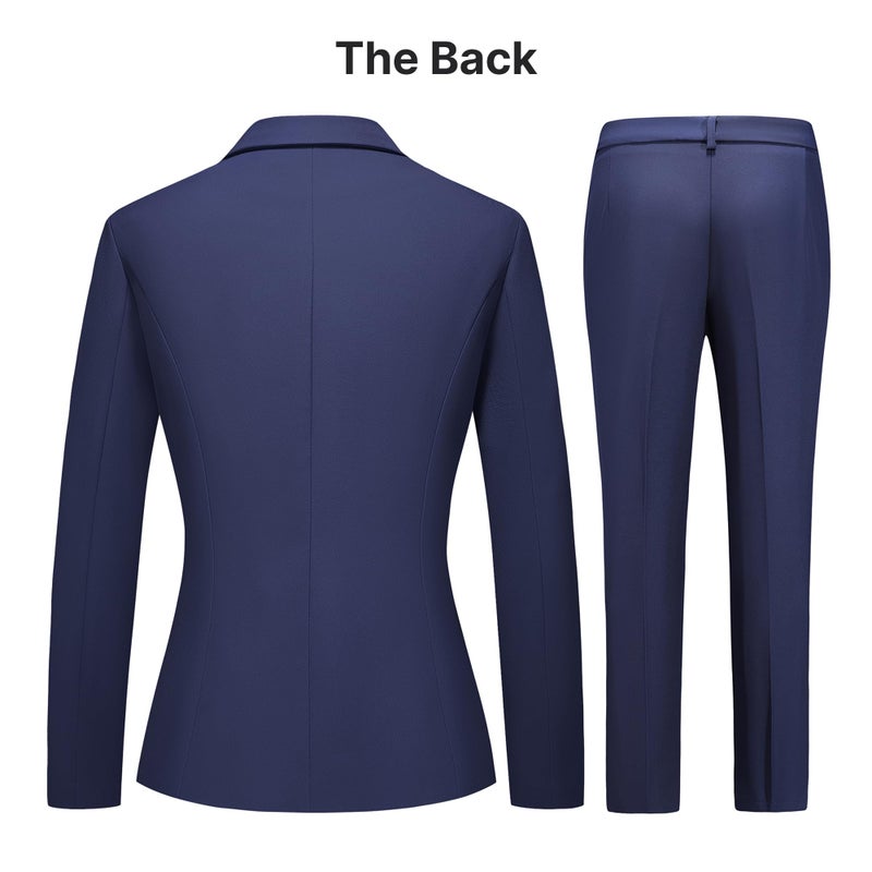 TRONSTORE Women's Business Suits for Work Professional 2 Piece Slim Fit Outfits Pants Suit for Women-Navy-XL - Image 4