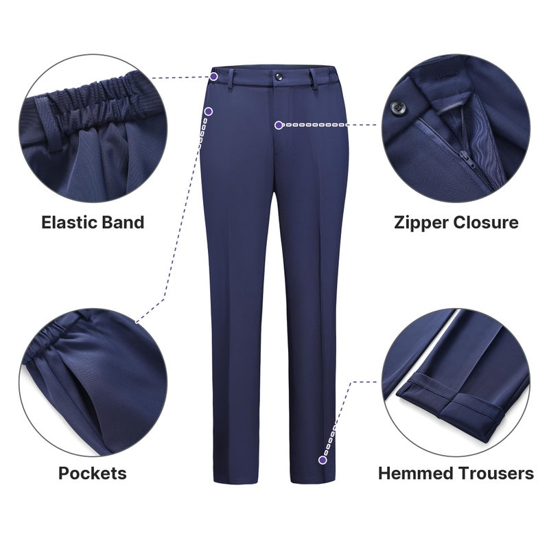 TRONSTORE Women's Business Suits for Work Professional 2 Piece Slim Fit Outfits Pants Suit for Women-Navy-XL - Image 3