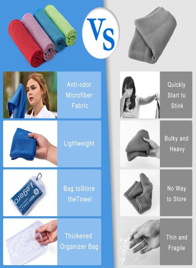 Aegero 4 Pack Cooling Towel (40"x12"), Cooling Neck Wraps,Soft Breathable Chilly Towel, IceTowel, Microfiber Towels for Yoga, Sport, RunninGym, Camping, Fitness, Workout & More Activities(Multicolor1) - Image 3