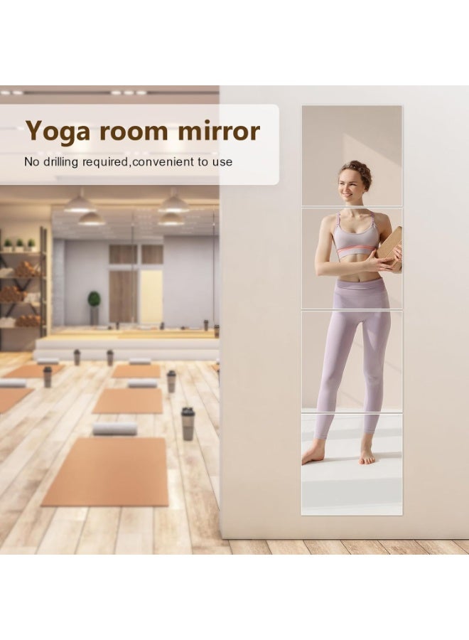 مجموعة من 4 مرايا حائط كاملة الطول، بلاط مرايا أكريليك 30 × 20 سم، صفائح مرايا بلاستيكية مرنة مقاومة للكسر لغرفة النوم أو المنزل أو صالة الألعاب الرياضية أو الباب - Image 4