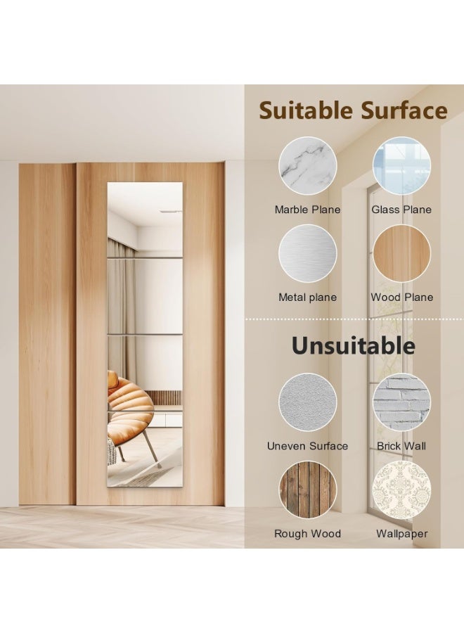 مجموعة من 4 مرايا حائط كاملة الطول، بلاط مرايا أكريليك 30 × 20 سم، صفائح مرايا بلاستيكية مرنة مقاومة للكسر لغرفة النوم أو المنزل أو صالة الألعاب الرياضية أو الباب - Image 2