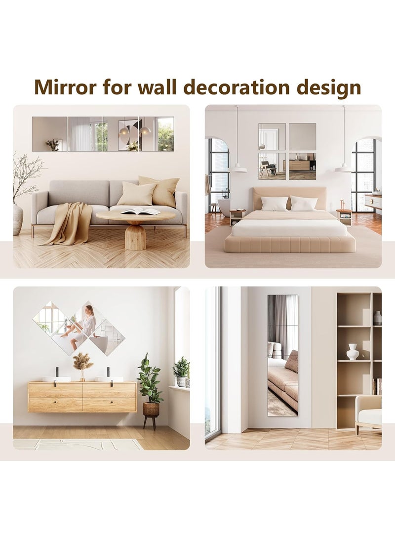 مجموعة من 4 مرايا حائط كاملة الطول، بلاط مرايا أكريليك 30 × 20 سم، صفائح مرايا بلاستيكية مرنة مقاومة للكسر لغرفة النوم أو المنزل أو صالة الألعاب الرياضية أو الباب - Image 5