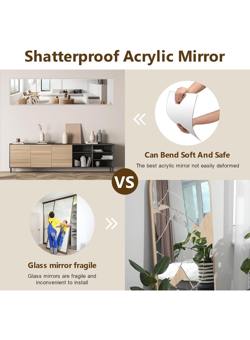 مجموعة من 4 مرايا حائط كاملة الطول، بلاط مرايا أكريليك 30 × 20 سم، صفائح مرايا بلاستيكية مرنة مقاومة للكسر لغرفة النوم أو المنزل أو صالة الألعاب الرياضية أو الباب - Image 3