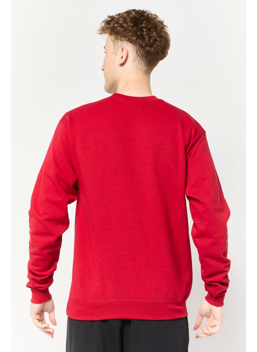 Champion Men Sportswear Fit Long Sleeve Outdoor Sweatshirts, Red  - Image 4
