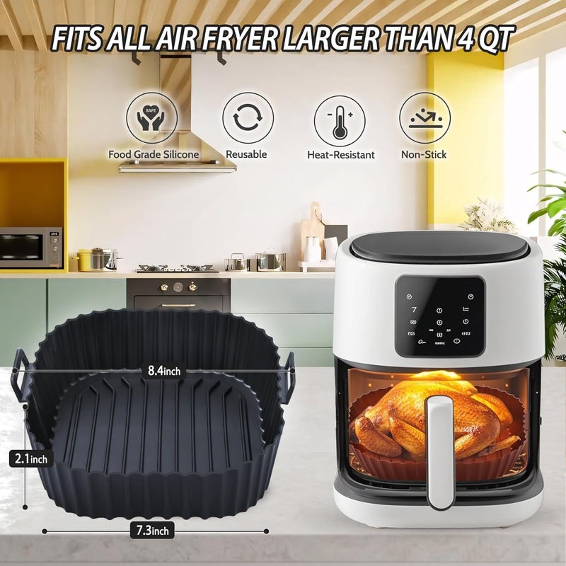 Komzon Air Fryer Silicone Liners 3 PCS, Airfryer Liners Reusable, Silicone Air Fryer Basket Liners 9Inch, Food Grade Air Fryer Accessories Replacement of Flammable Disposable Parchment Paper for oven - Image 2