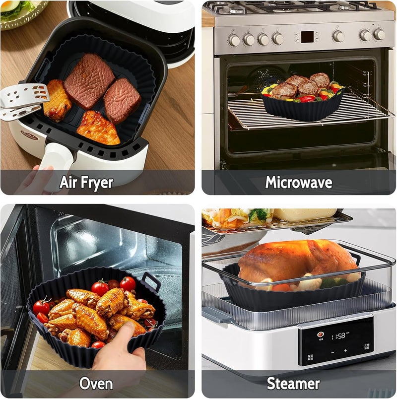 Komzon Air Fryer Silicone Liners 3 PCS, Airfryer Liners Reusable, Silicone Air Fryer Basket Liners 9Inch, Food Grade Air Fryer Accessories Replacement of Flammable Disposable Parchment Paper for oven - Image 5