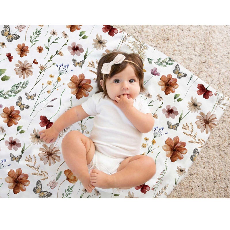 Buerhanerry Loyoot Wildflower Baby Blanket for Girls, Boho Flower Toddler Soft Minky Blanket with Double Layer Dotted Backing, Nursery Newborn Baby Receiving Blanket Butterfly Flower Garden, 30"x40" - Image 5