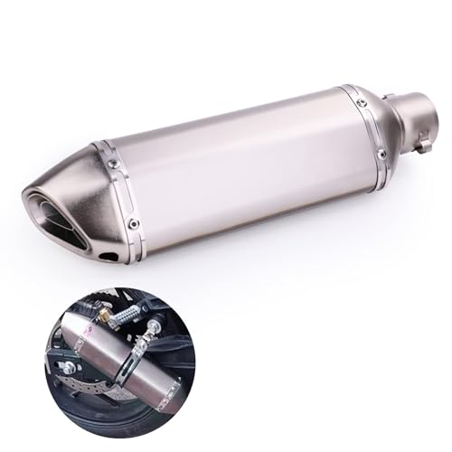Tesmirror Motorcycle Exhaust Muffler 1.5-2"Inlet with Removable DB Killer for Street/Sport Motorcycles and Scooters with 38,51mm Diameter Exhaust Pipes(Titanium) - Image 2