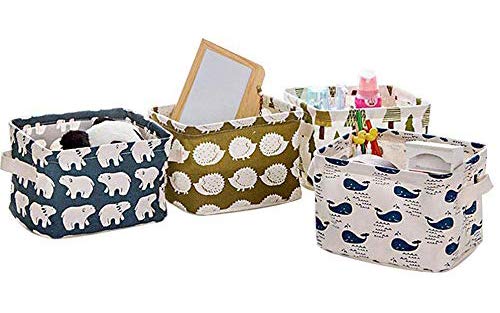 BeFunky Cute Fabric Storage Basket Bins, Home Decor Canvas Organizers Bag, Storage Bins Basket for Adult Makeup, Baby Toys Liners, Books (Pack of 4) - Image 1