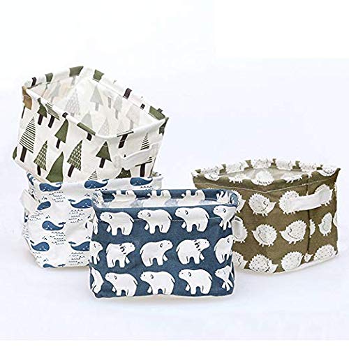 BeFunky Cute Fabric Storage Basket Bins, Home Decor Canvas Organizers Bag, Storage Bins Basket for Adult Makeup, Baby Toys Liners, Books (Pack of 4) - Image 4