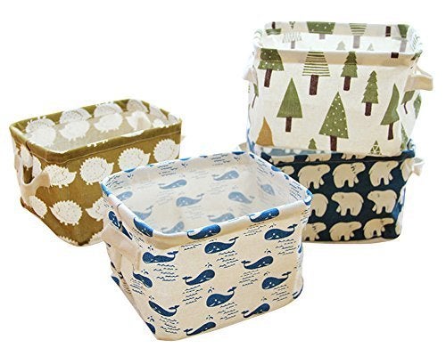 BeFunky Cute Fabric Storage Basket Bins, Home Decor Canvas Organizers Bag, Storage Bins Basket for Adult Makeup, Baby Toys Liners, Books (Pack of 4) - Image 2