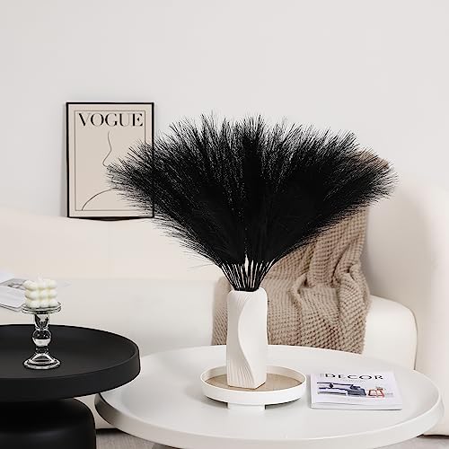 Wertuirk 30pcs Black Pampas Grass - 24 Inch Faux Pampas Grass Decor, Short Artificial Pampas Grass for Gothic Room Decoration, Wedding, Party, Halloween and Home Decor(Black) - Image 4