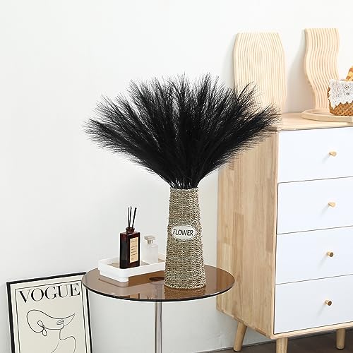 Wertuirk 30pcs Black Pampas Grass - 24 Inch Faux Pampas Grass Decor, Short Artificial Pampas Grass for Gothic Room Decoration, Wedding, Party, Halloween and Home Decor(Black) - Image 5