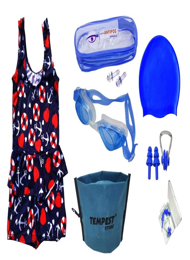 Tempest Swimming Kit for Girls | Kids with 1 Swimming Costume | Swim Suit | Swimwear | Swimming Dress Goggles Cap Ear Plug Nose Clip with Free KIT Bag (2-3 Years) - Image 2
