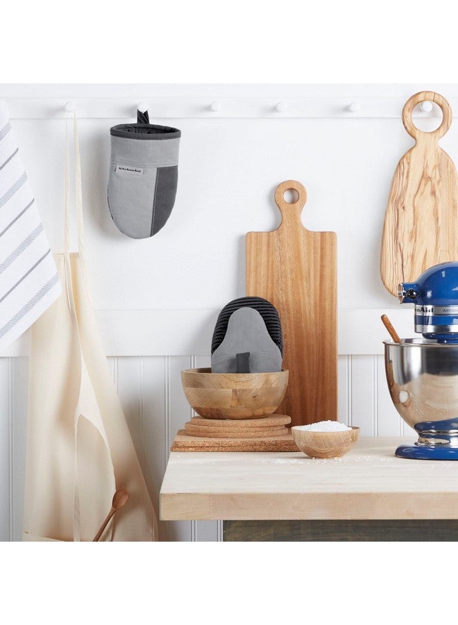 KitchenAid Beacon Two-Tone Non-Slip Mini Oven Mitt Set, Cool Grey/Frost Grey, 5.5"x8", 2 Piece - Image 1