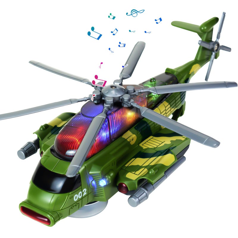 Bloolilies Helicopter Toy for Kids 35 6 7 Army Military Toy Helicopters with Lights and Music for Toddlers Birthday Gift Bump and Go Airplane Toys for Boys Girls 3 4 5 6 7 Years Olds - Image 2