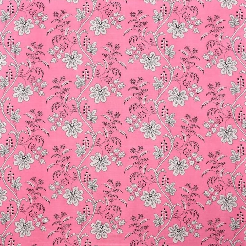 Shverira Style Floral Print Single Bedsheet with Pillow Cover Pink and White Cotton  - Image 2