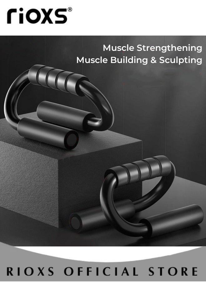 RIOXS - Push Up Bars With Gloves,Non-slip Fitness Push Up Stands,1 Pair Pushup Handles With Cushioned Foam Grip,Push Up Handles Grips For Strength Training Home Gym Exercise - Image 1