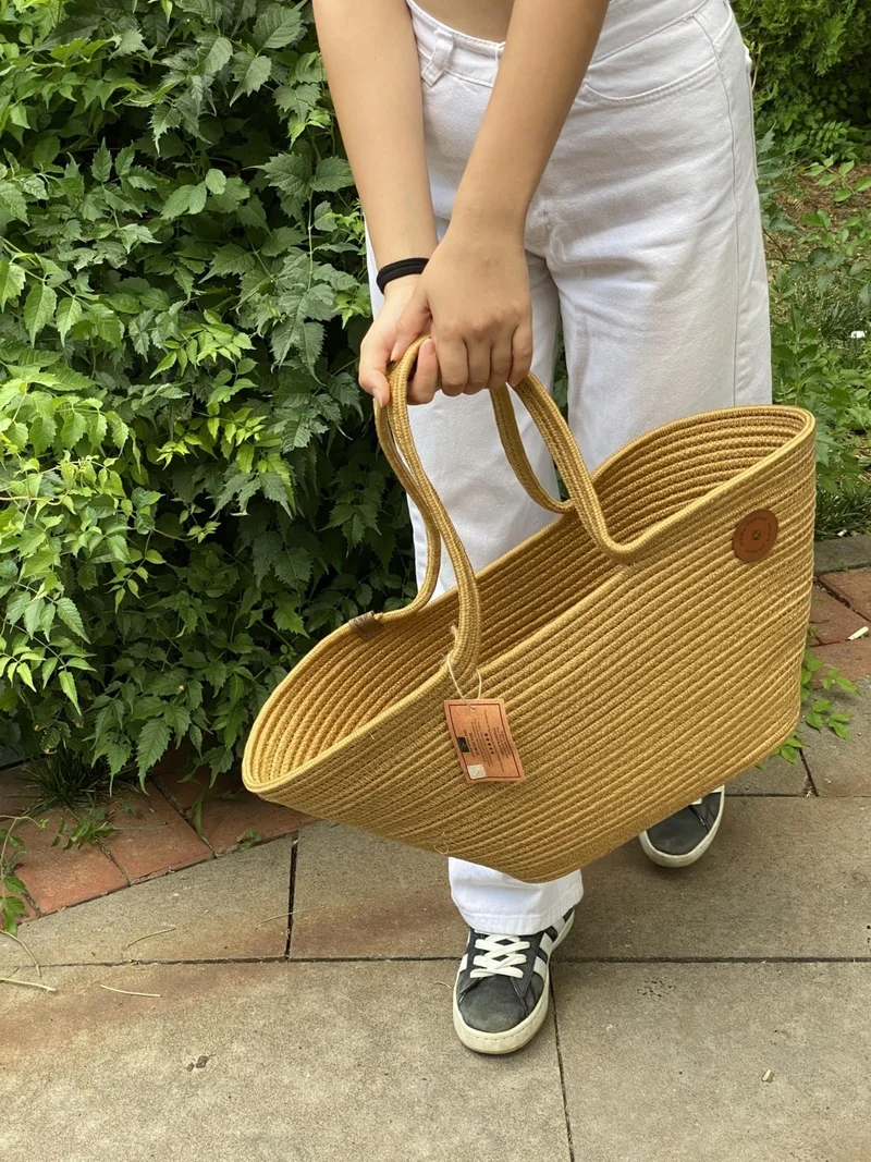 BDZ Deri Jute Straw Look Handbag Beach Bag Shoulder Bag