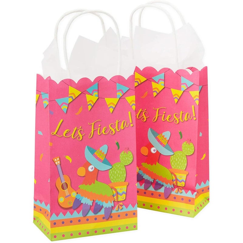 BLUE PANDA Fiesta Party Favor Bags - 24-Pack, Multi-Colored Paper With Rope Handles, 9 x 5.3 x 3.15 In - For Mexican Fiesta Candy & Treats - Image 4
