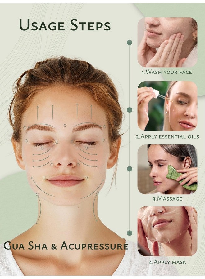 Rena Chris Gua Sha Facial Tools - Acupressure & Gua Sha, Jade Gua Sha Stone for Face Massage, Jawline Sculpting and Puffiness Reducing, Skin Care Tool with User Manual - Image 3