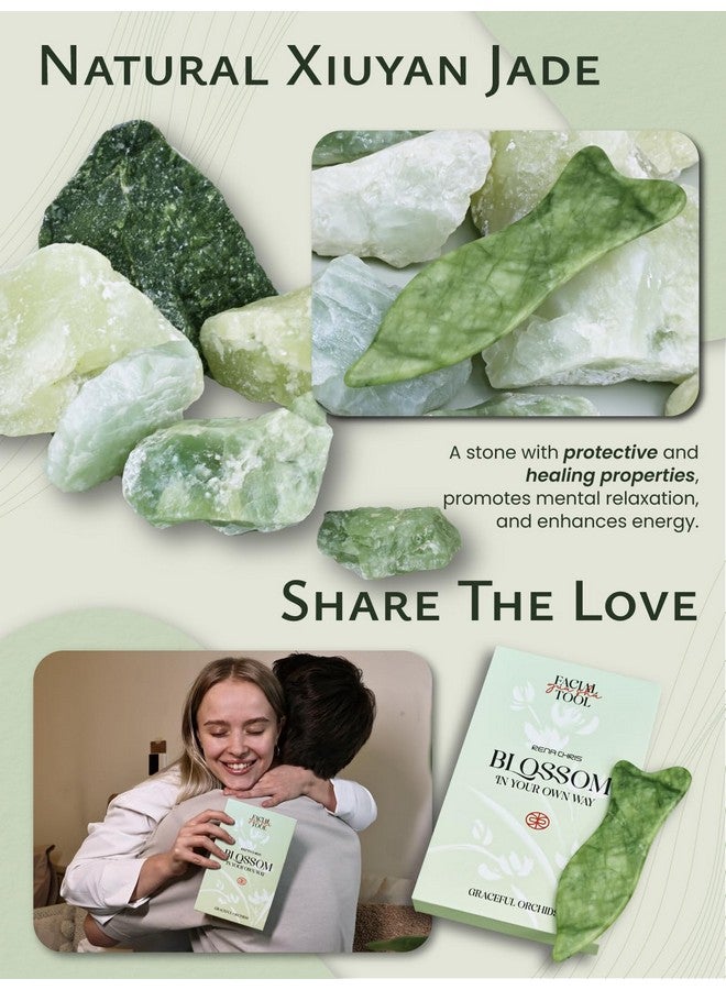 Rena Chris Gua Sha Facial Tools - Acupressure & Gua Sha, Jade Gua Sha Stone for Face Massage, Jawline Sculpting and Puffiness Reducing, Skin Care Tool with User Manual - Image 4