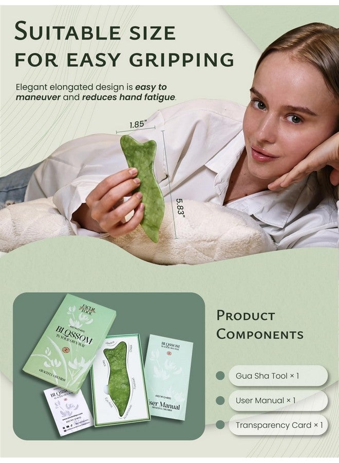 Rena Chris Gua Sha Facial Tools - Acupressure & Gua Sha, Jade Gua Sha Stone for Face Massage, Jawline Sculpting and Puffiness Reducing, Skin Care Tool with User Manual - Image 5