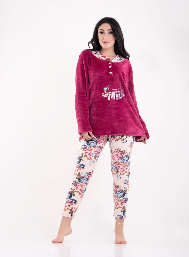Dadoush Comfortable women's winter pajamas in soft fur 