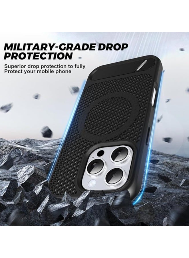 Compatible with Magnetic Heat Dissipatio case for iPhone 16 Pro Max, Coolingf Drop Protection, Adjustable Kickstand case, Ice Armour Cool Matte Material (Black)  - Image 5