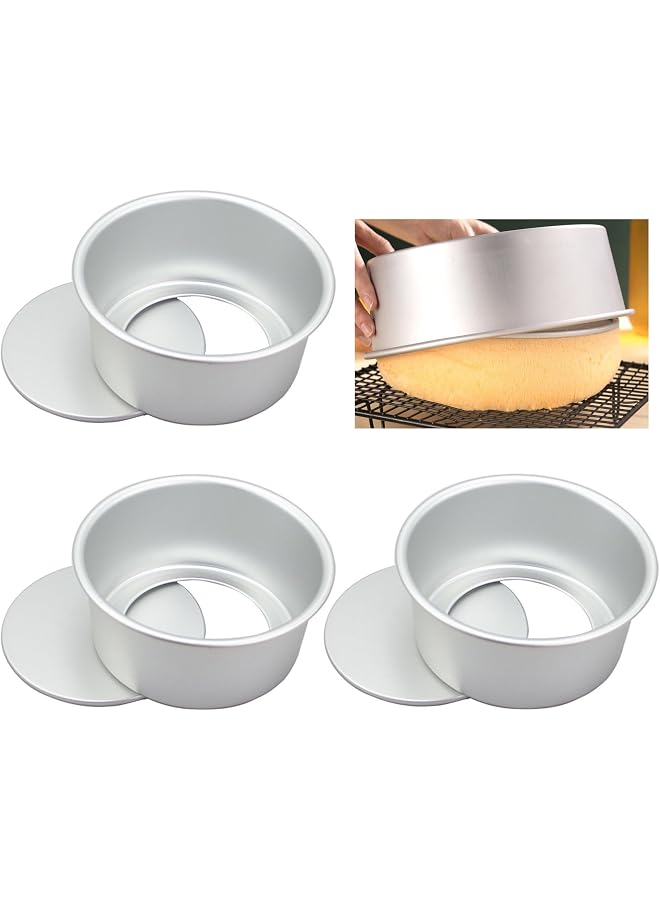 6-Inch Round Cake Pan Set, 3-Piece Quick Release Baking Tins, Stainless Steel, Mirror Finish, Used for baking, birthdays, parties, Christmas, wedding cake layers