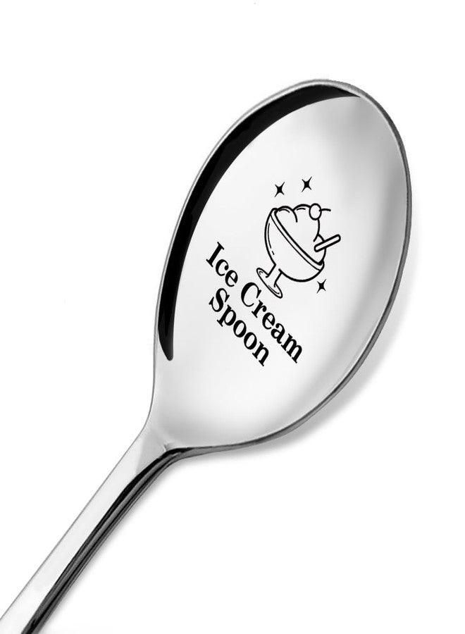 ZBBFSCSB Ice Cream Engraved Spoon with Gift Box, Dessert Ice Cream Scoop for Friends Hostess His Her, Graduation Holiday Birthday Spoon Gifts for Teenage Girls Boys Son Daughter - Image 1