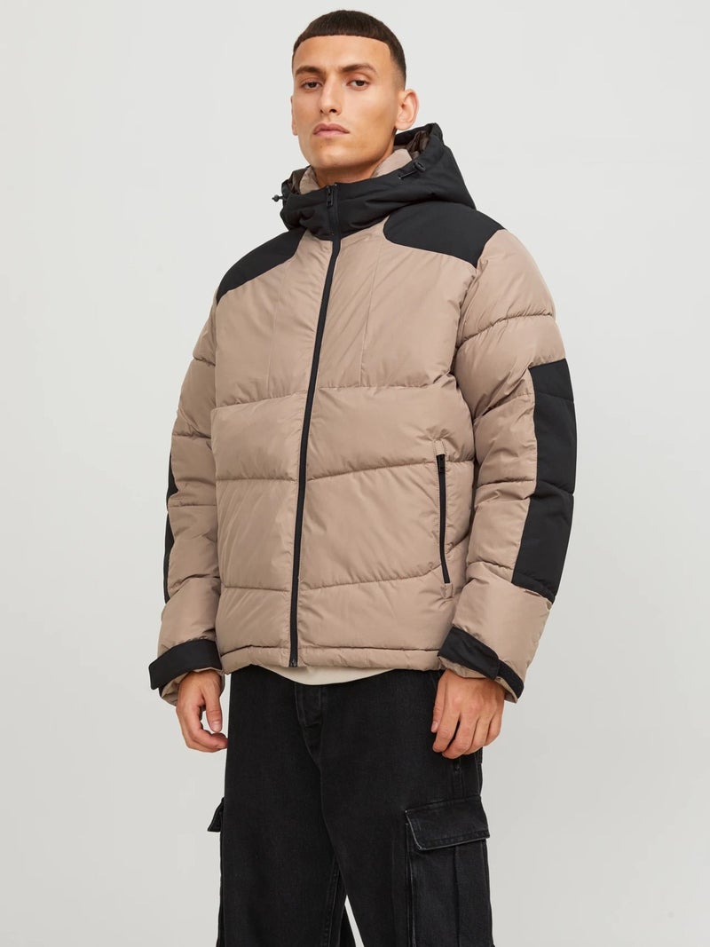 Jack Jones Hooded Mink-Black Men's Coat 12214648 - Image 1