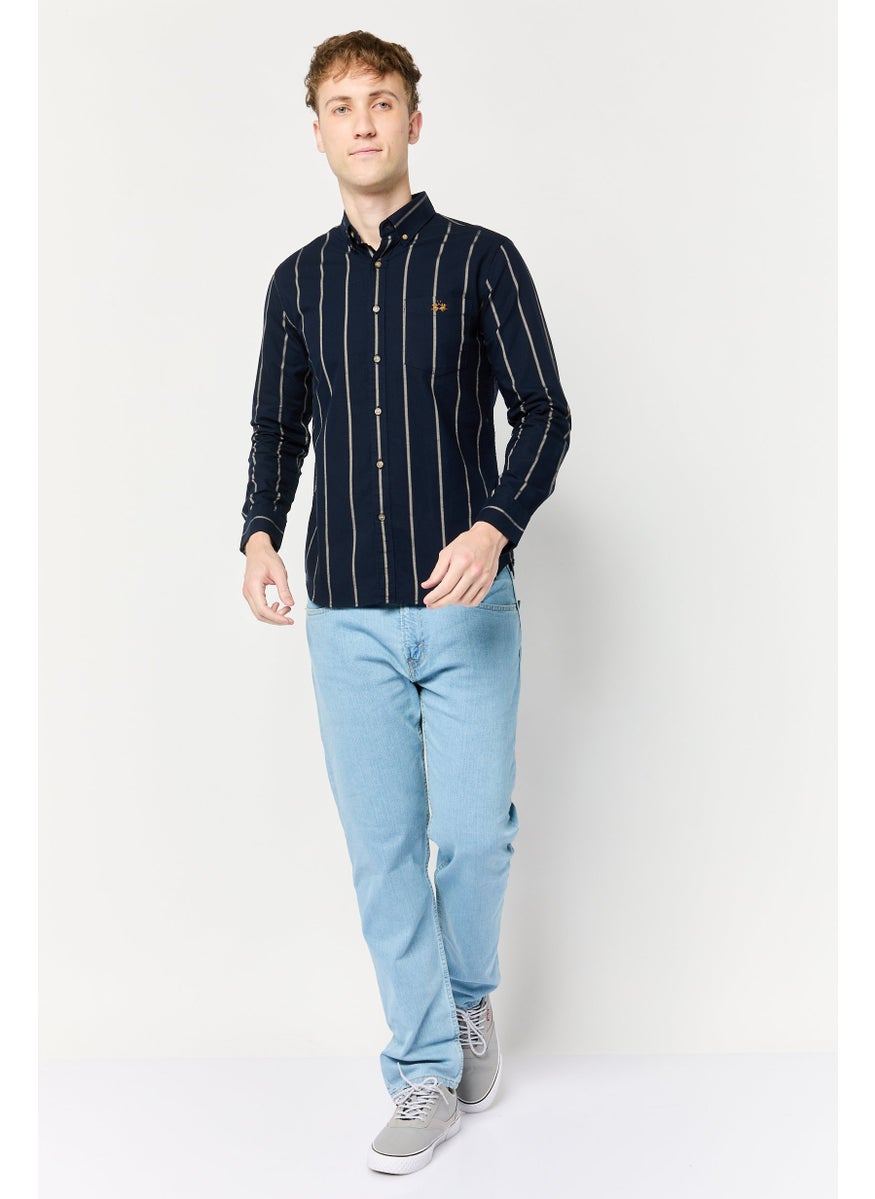 La Martina Men Tailored Fit Embroidered Logo Long Sleeves Casual Shirt, Multicolor  - Image 2