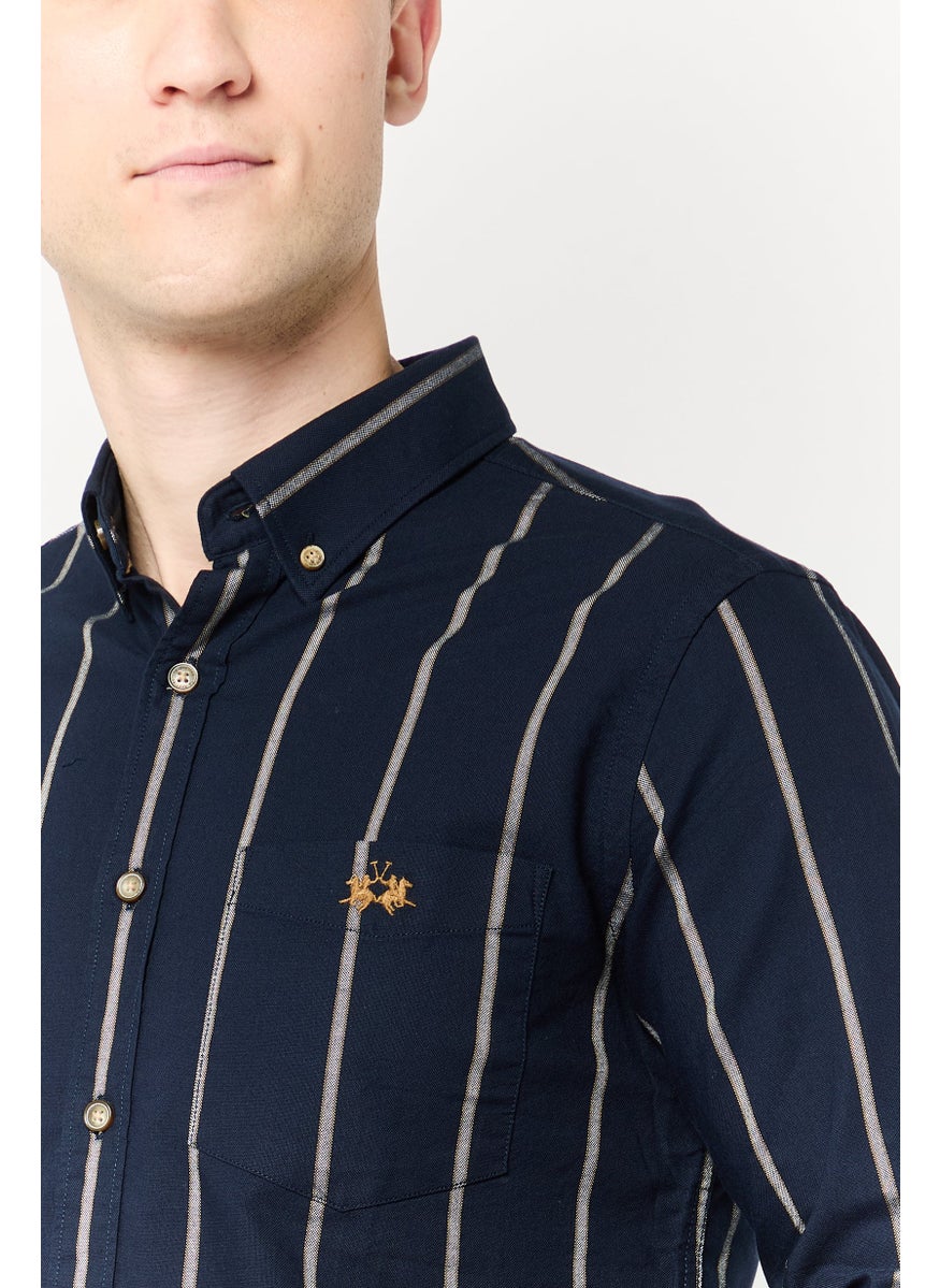 La Martina Men Tailored Fit Embroidered Logo Long Sleeves Casual Shirt, Multicolor  - Image 3