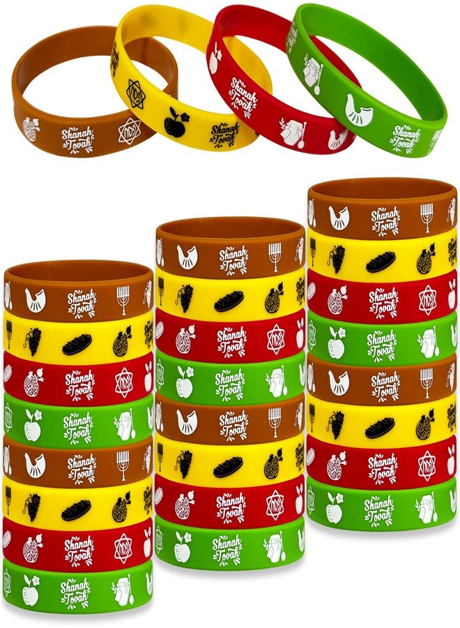 FSHANEE Rosh Hashanah Rubber Bracelets Party Supplies Shana Tova Silicone Wristbands Jewish New Year Holiday Party Gifts - Rosh Hashanah Party Favors Goodie Bag Fillers Stuffers (Set of 24 Counts) - Image 1