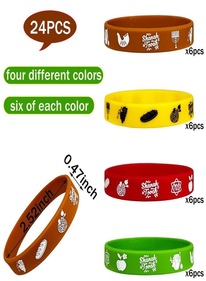 FSHANEE Rosh Hashanah Rubber Bracelets Party Supplies Shana Tova Silicone Wristbands Jewish New Year Holiday Party Gifts - Rosh Hashanah Party Favors Goodie Bag Fillers Stuffers (Set of 24 Counts) - Image 2