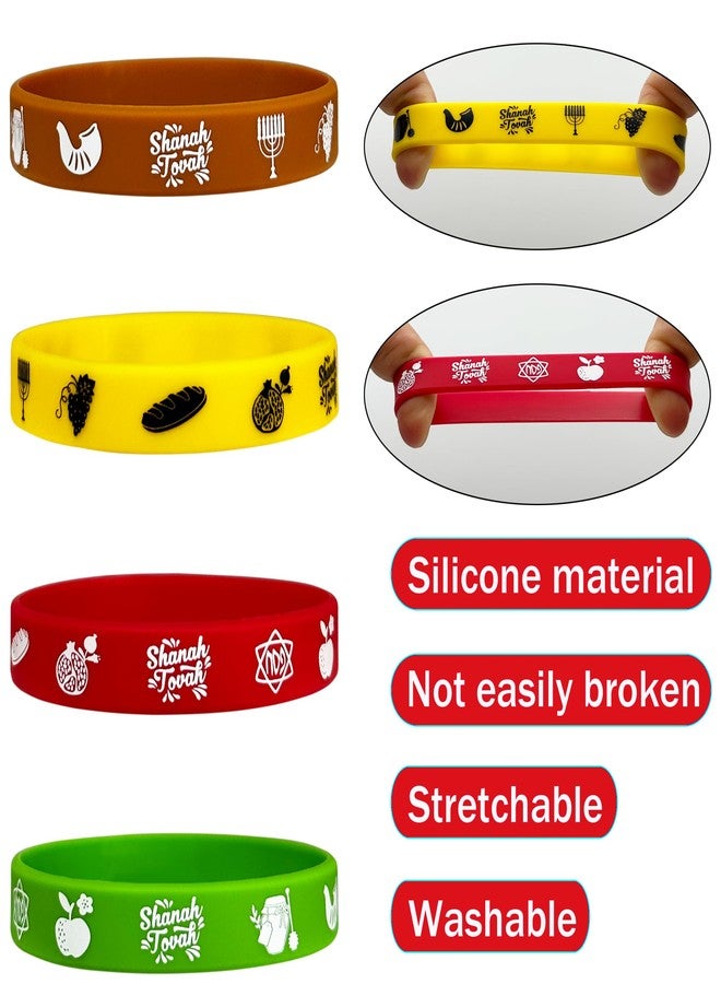FSHANEE Rosh Hashanah Rubber Bracelets Party Supplies Shana Tova Silicone Wristbands Jewish New Year Holiday Party Gifts - Rosh Hashanah Party Favors Goodie Bag Fillers Stuffers (Set of 24 Counts) - Image 3
