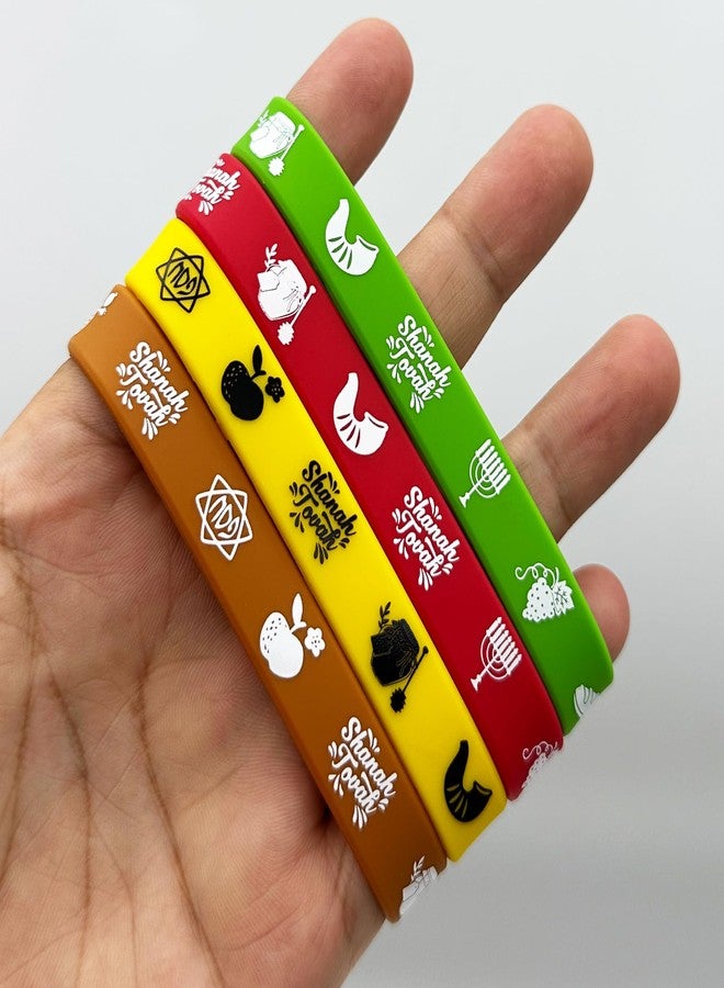 FSHANEE Rosh Hashanah Rubber Bracelets Party Supplies Shana Tova Silicone Wristbands Jewish New Year Holiday Party Gifts - Rosh Hashanah Party Favors Goodie Bag Fillers Stuffers (Set of 24 Counts) - Image 4