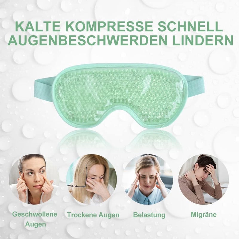 NEWGO Longevity optimized build NEWGO Cooling Glasses Reusable Eye Cooling Pads with Gel Beads for Hot Cold Therapy, Swollen and Tired Eyes, Dark Circles, Migraines, Sinus Pain (Green) Trendy varied sizing alternatives - Image 3