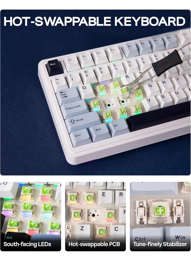 EPOMAKER EA75 75% RGB Gaming Mechanical Keyboard, 2.4GHz/Type-C/BT Creamy Wireless Keyboard with Knob, Shine Through PBT Keycaps, Hot Swappable for Gamers(Light Blue, Reaper Switch) - Image 4