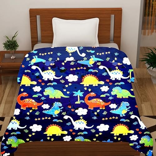 Filymore Danasour Comforter for Kids Boys - Cute Cartoon Print Single Bed Blanket, Microfiber Dohar for Boys & Girls | Soft Kids Winter & Summer Quilt | 60x90 Inches (Blue) - Image 2