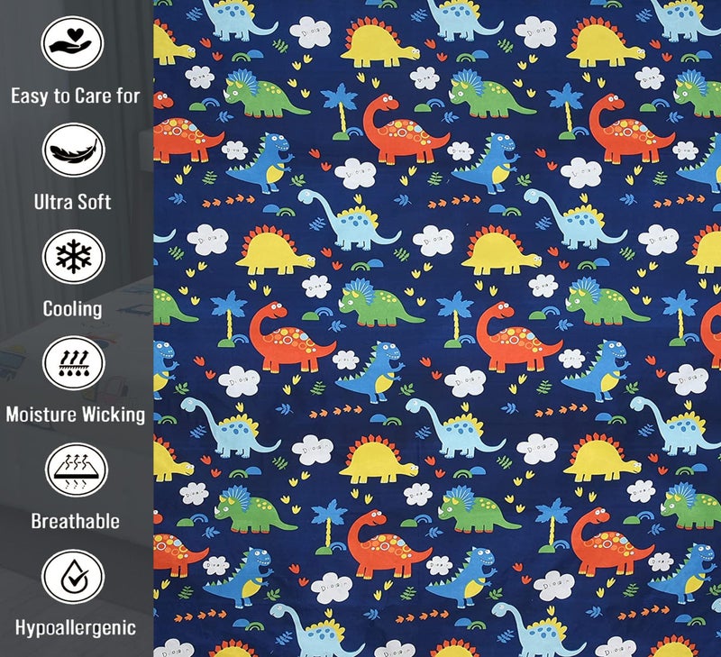 Filymore Danasour Comforter for Kids Boys - Cute Cartoon Print Single Bed Blanket, Microfiber Dohar for Boys & Girls | Soft Kids Winter & Summer Quilt | 60x90 Inches (Blue) - Image 4