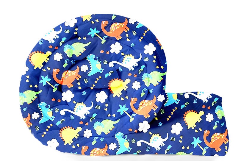 Filymore Danasour Comforter for Kids Boys - Cute Cartoon Print Single Bed Blanket, Microfiber Dohar for Boys & Girls | Soft Kids Winter & Summer Quilt | 60x90 Inches (Blue) - Image 1