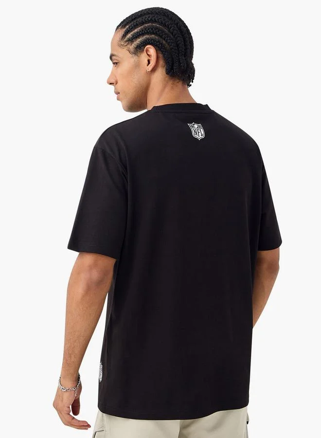 SP Characters NFL Print Crew Neck T-shirt with Short Sleeves